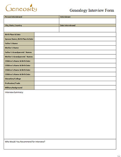 Genealogy Research Forms
